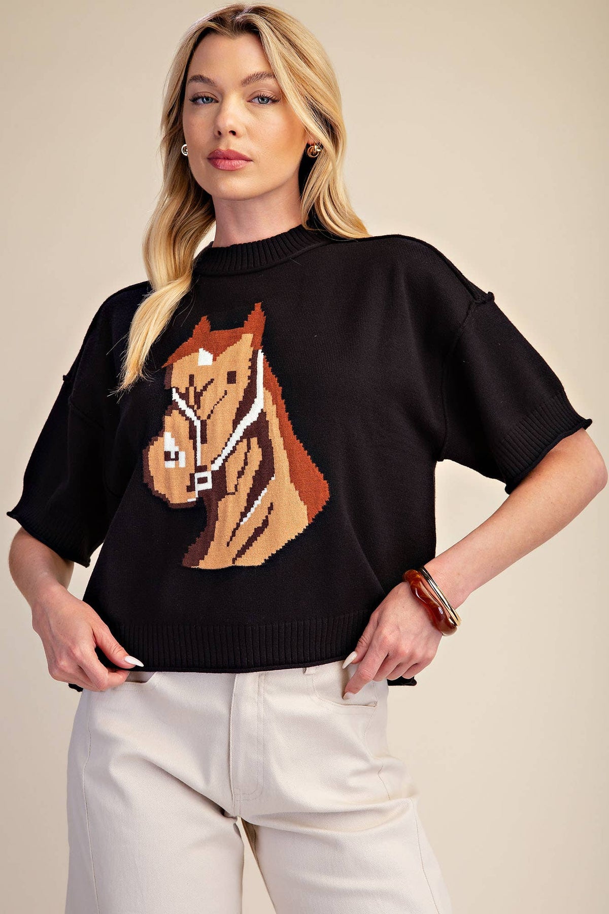 Glam - Western Horse Crew Neck Sweater