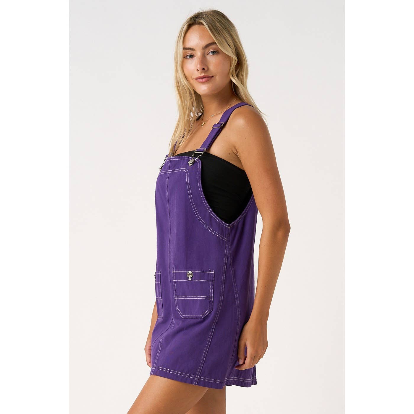GAME DAY CONTRAST STITCH BIB OVERALL  DRESS