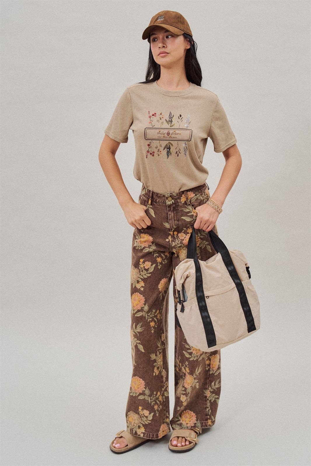 Urban Daizy - Vintage Botanical High-Rise Wide Leg Denim