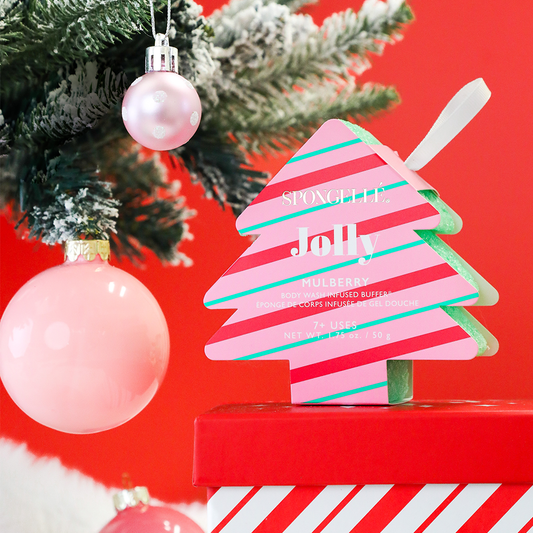 Spongellé  |  Bestsellers: Fall, Halloween, Christmas 2026 - Jolly - Mulberry Holiday Tree Buffer Christmas Stocking Gift