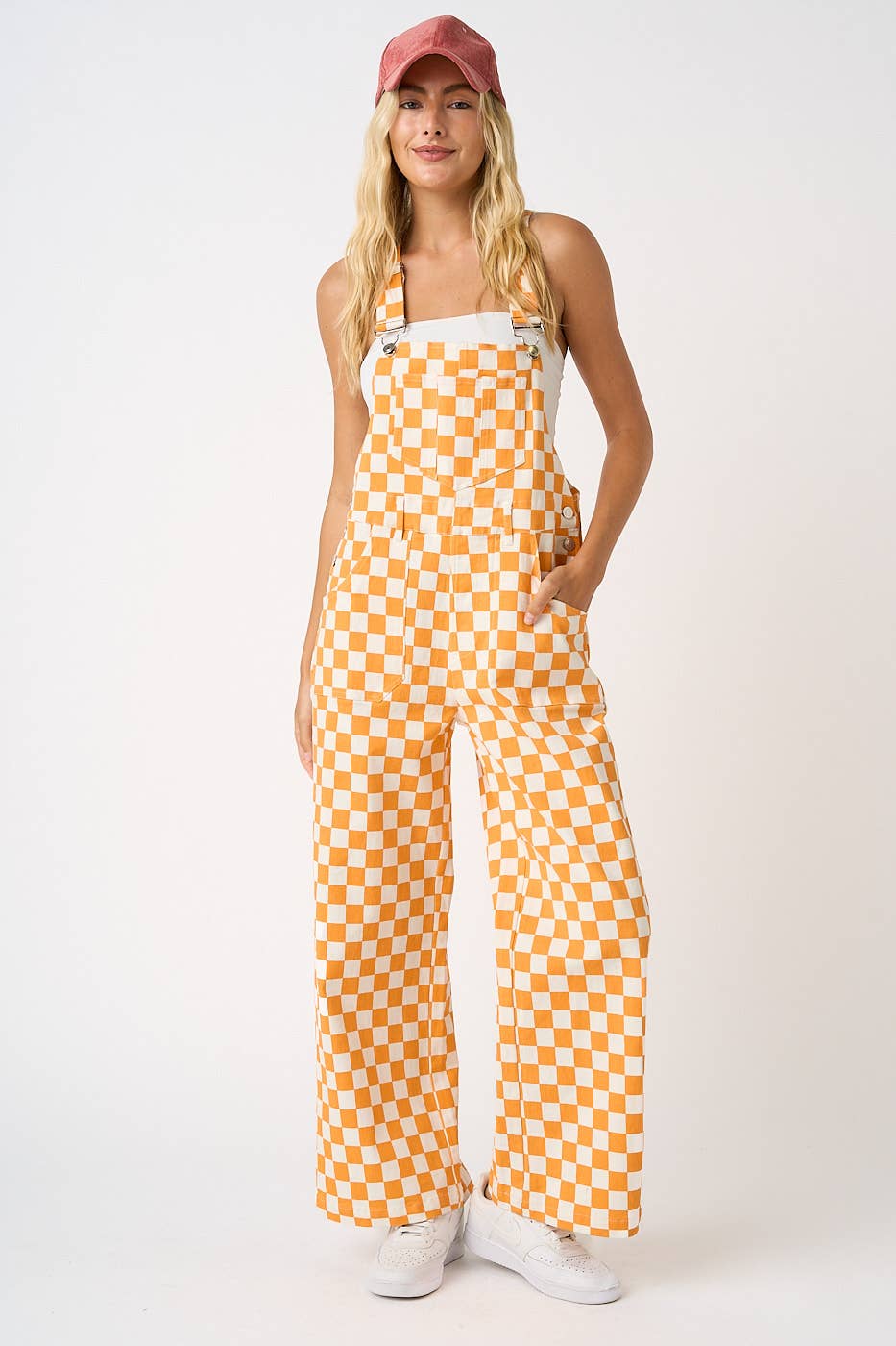 mittoshop - GAME DAY CHECKERED WIDE LEG BIB OVERALLS