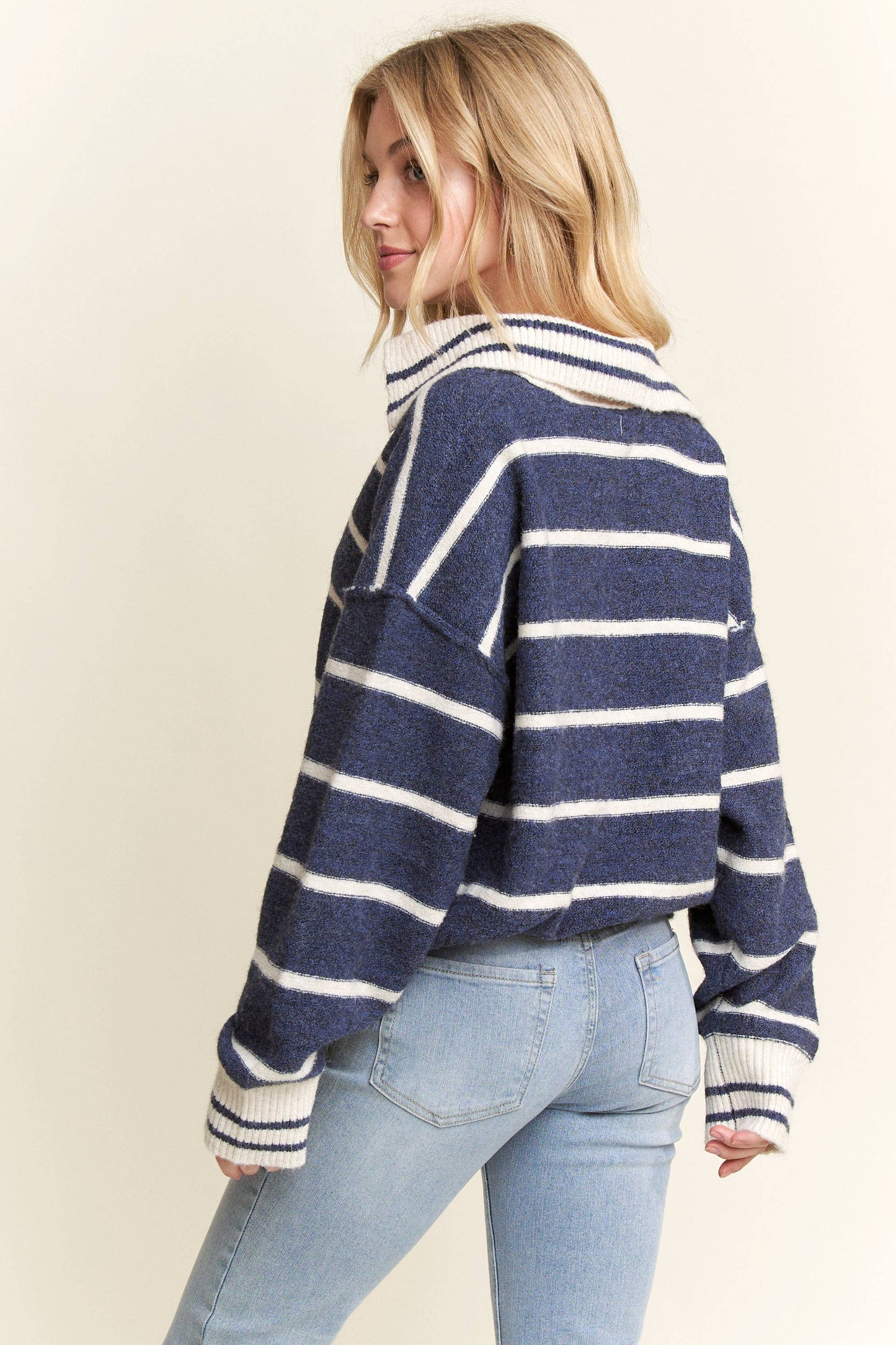CESW3582 - STRIPED POLO SWEATER TOP