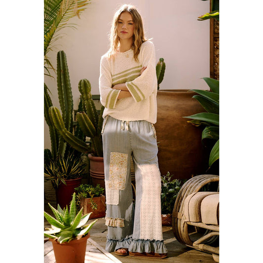 Eyelet widE LEG PANTS