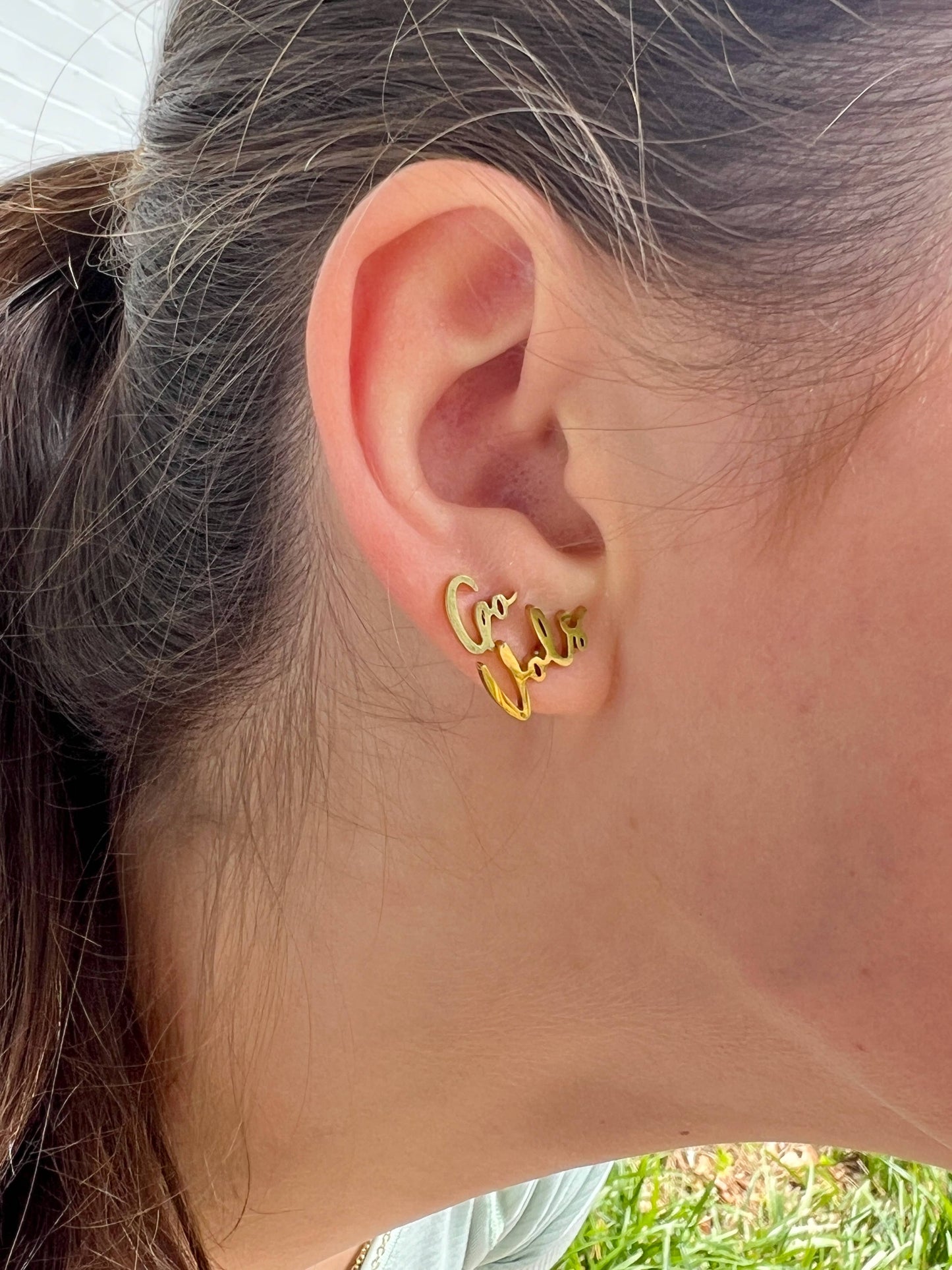 Steele Sloan Designs - Go Vols Cute Game Day Gold Stud Earrings, Tennessee Gameday