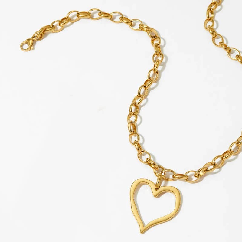18K STAINLESS STEEL TARNISH FREE HEART NECKLACE | 40NK9564