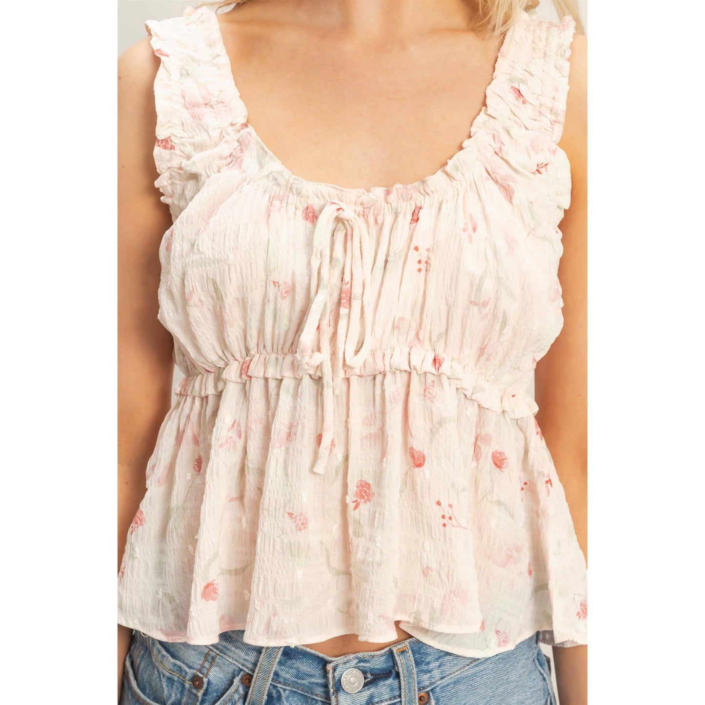 Swiss Dot Peplum Top