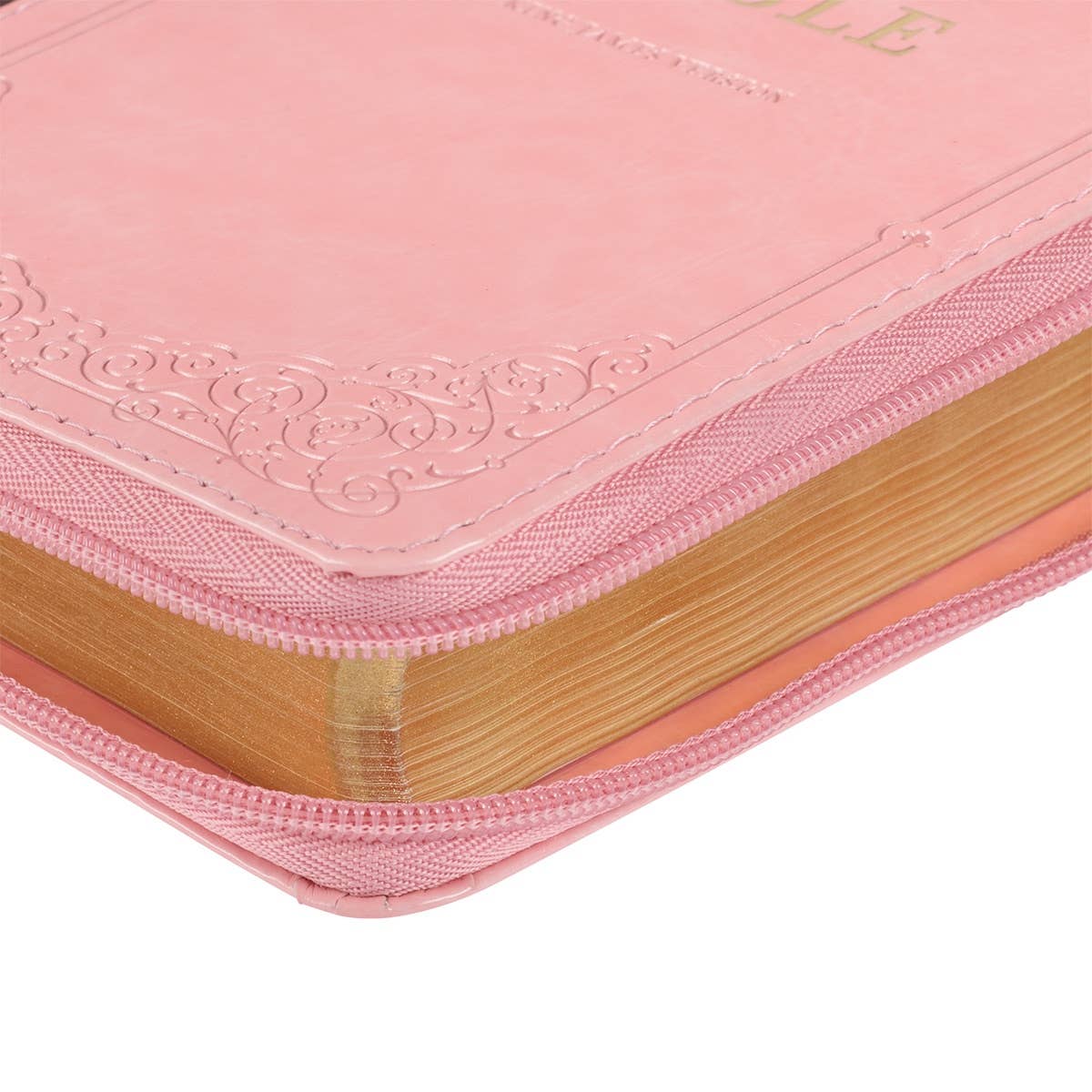 KJV Bible Compact Faux Leather, Pink/Burgundy w/zipper