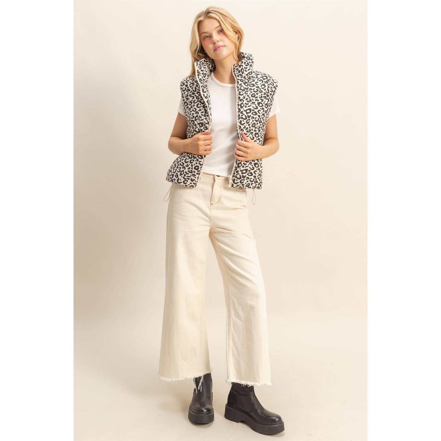 Leopard Print Puffer Vest