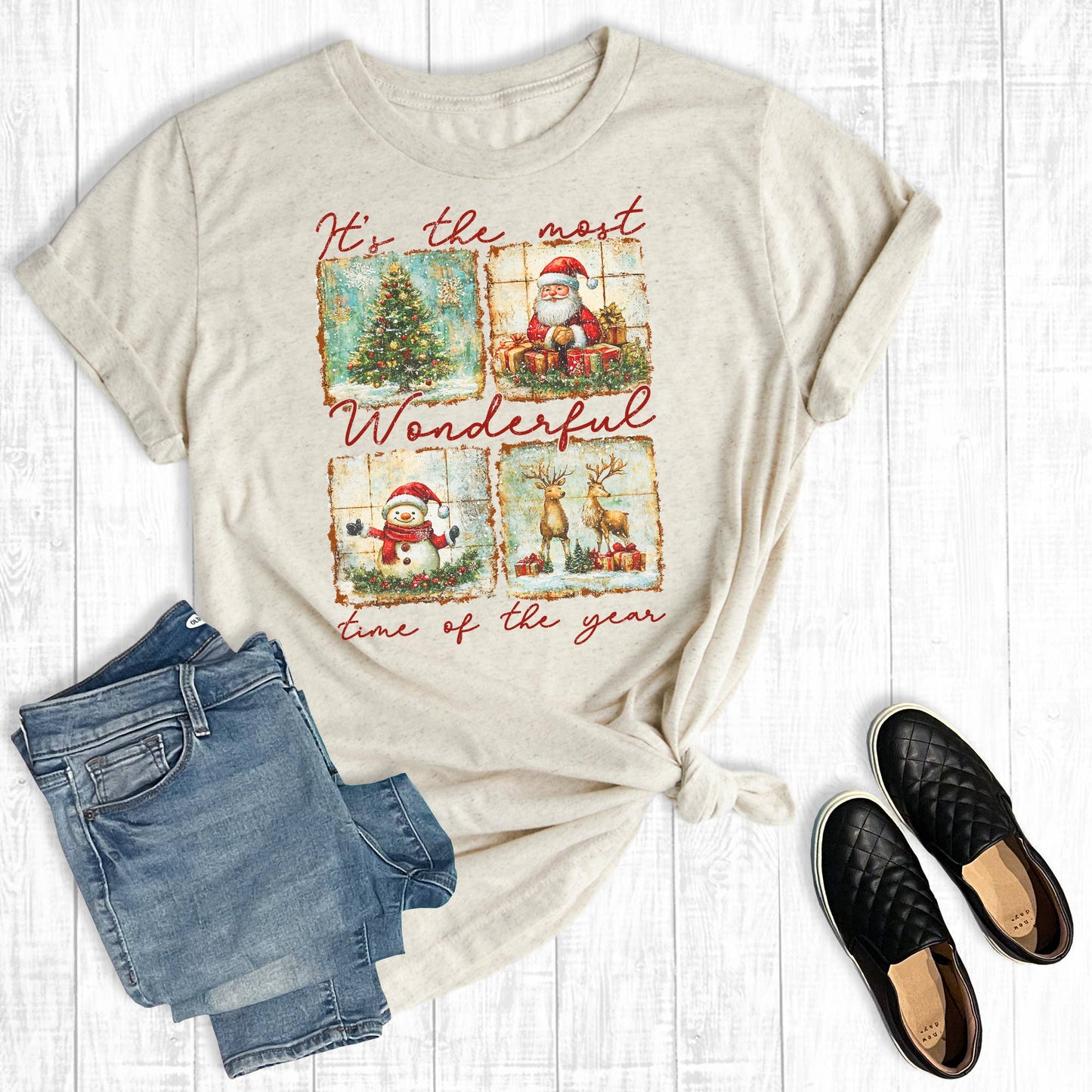 Vintage Christmas It's the Most Wonderful Time Graphic Tee