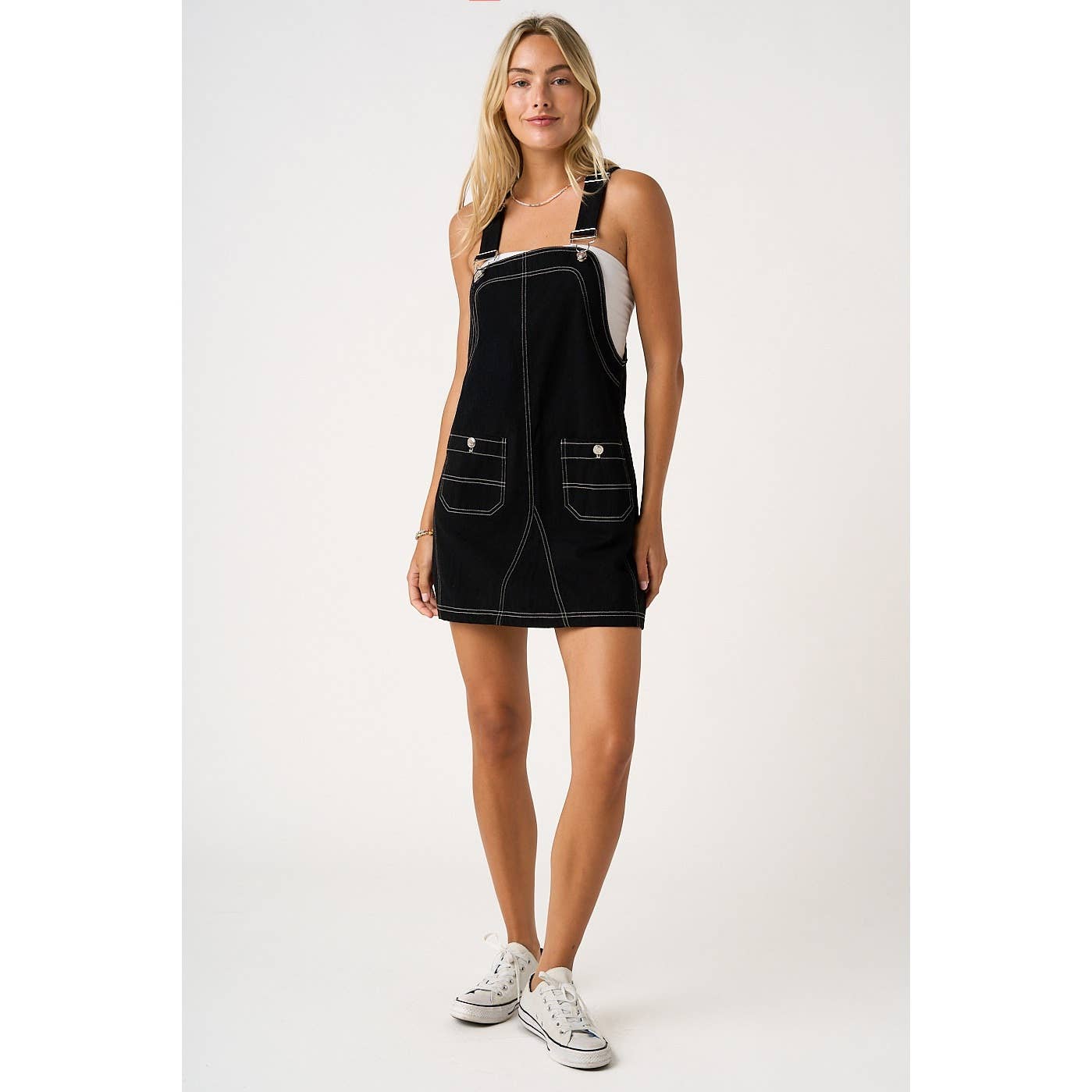 GAME DAY CONTRAST STITCH BIB OVERALL  DRESS