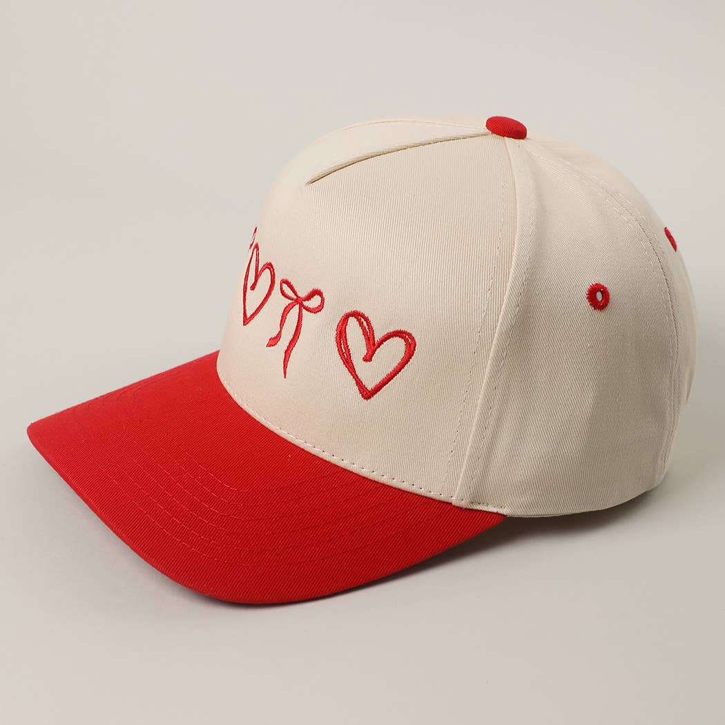Sweet Hearts and Bows Embroidery Two-Tone Trucker Hat