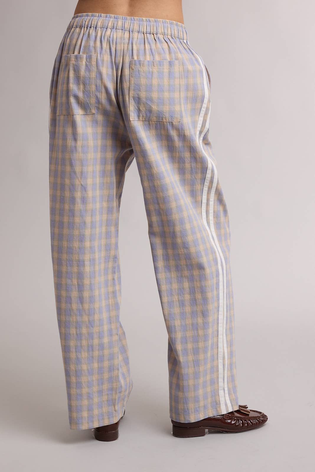 Mocha checkered DRAWSTRING PANTS