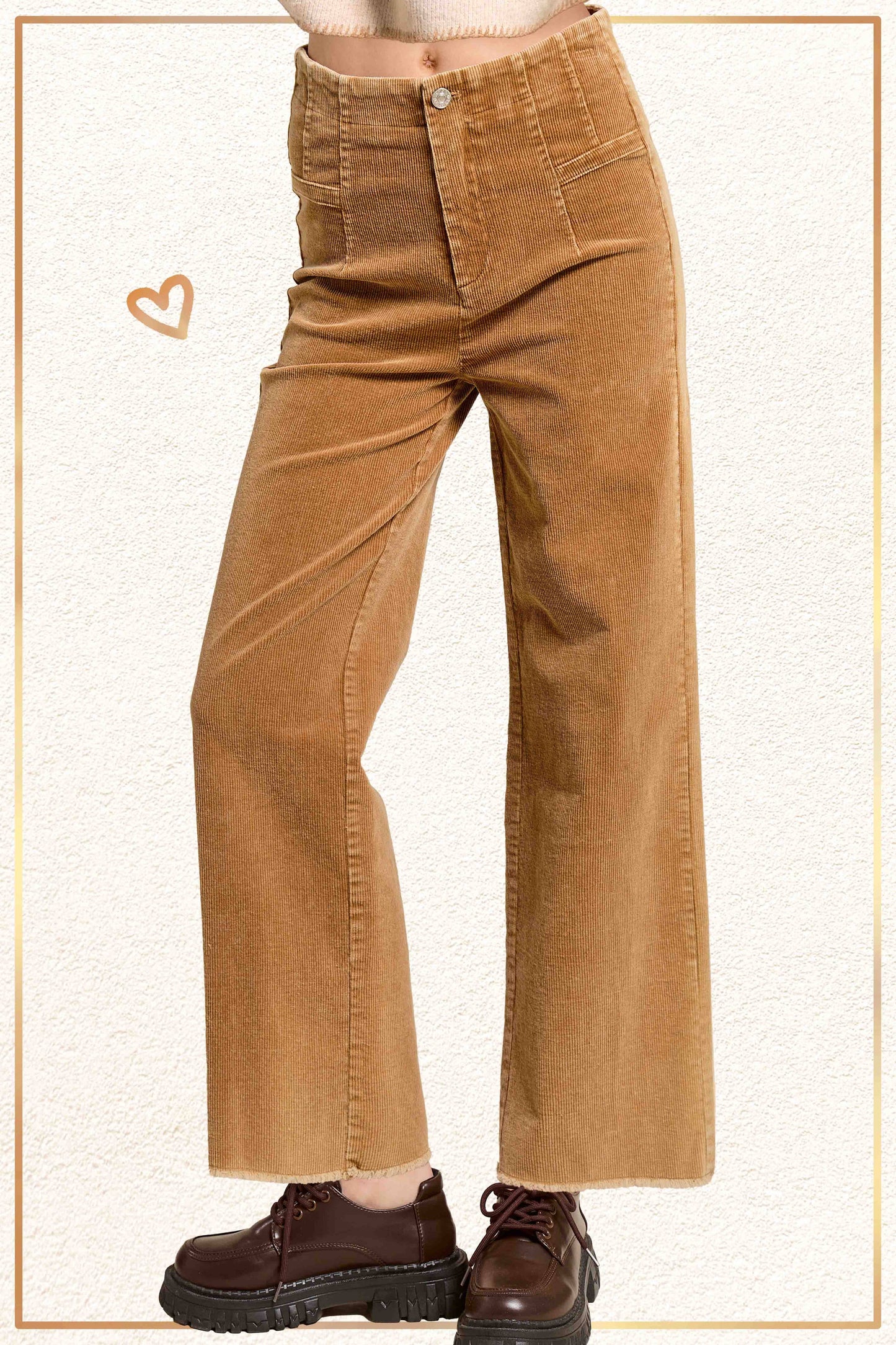 MCP4220-Mineral Washed High Waisted Wide Leg Corduroy Pants