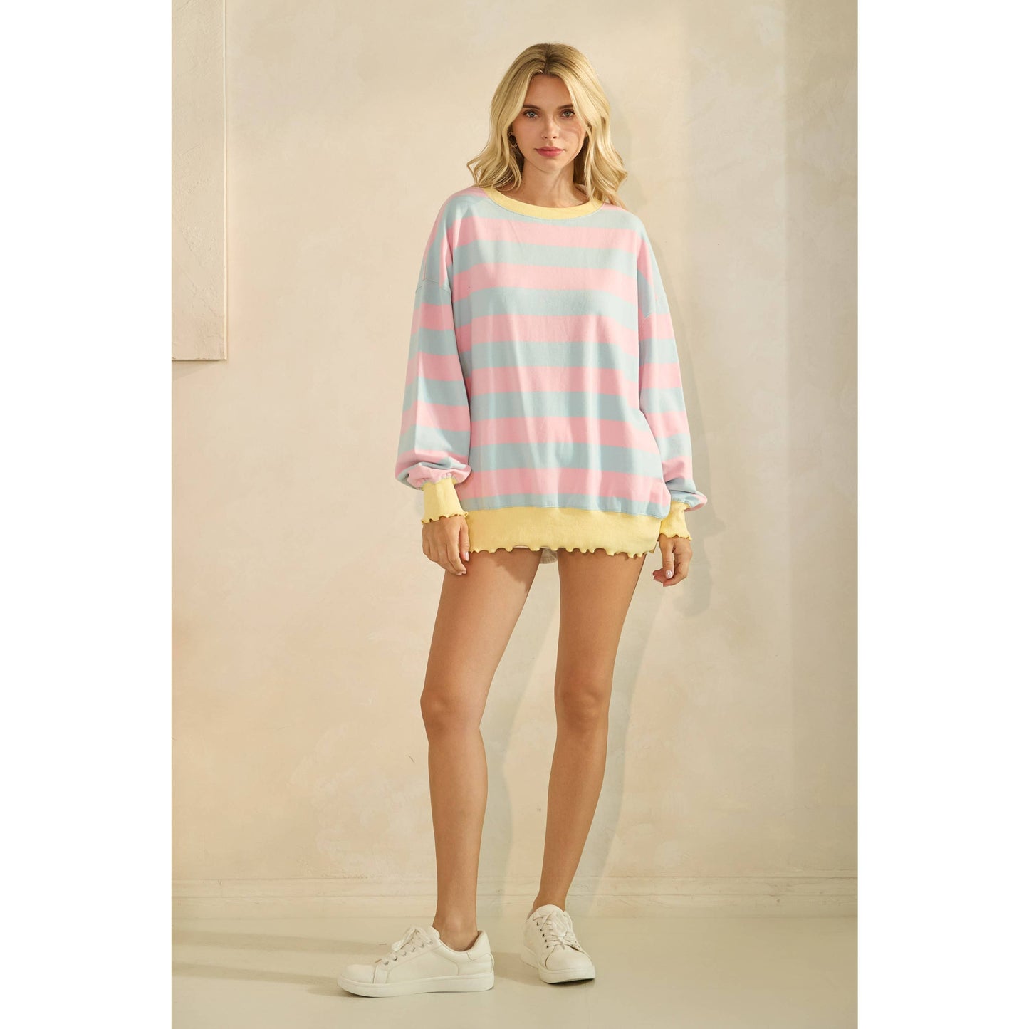 Striped Knit Long Sleeve Top