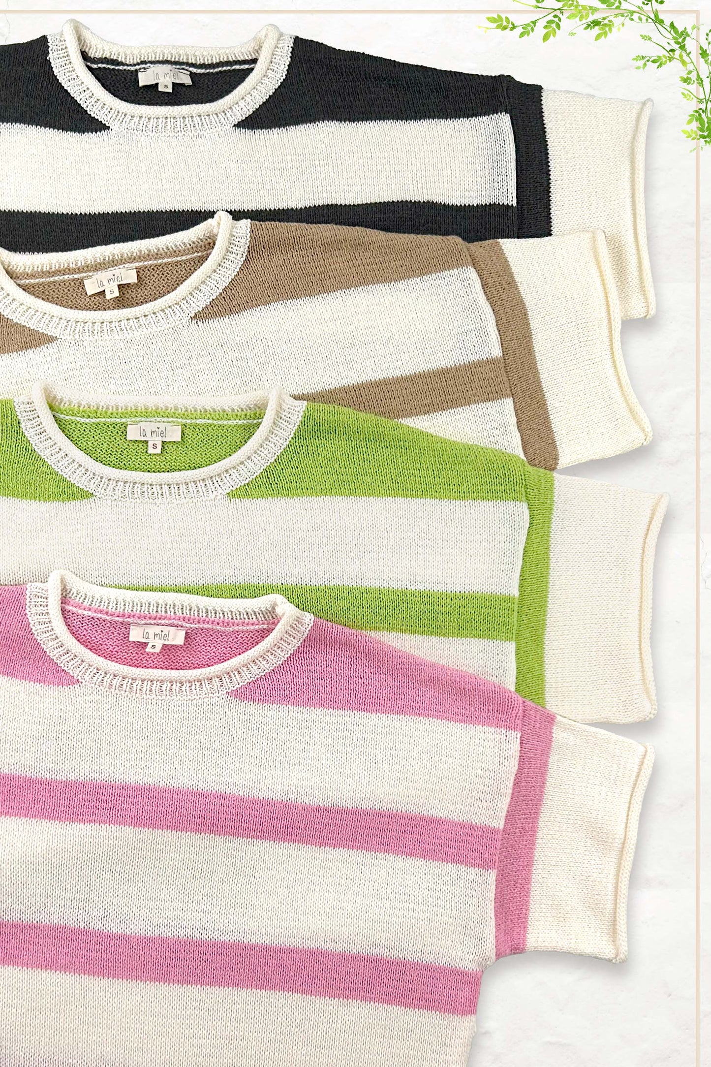 Cropped Sweater/ lightweight and striped