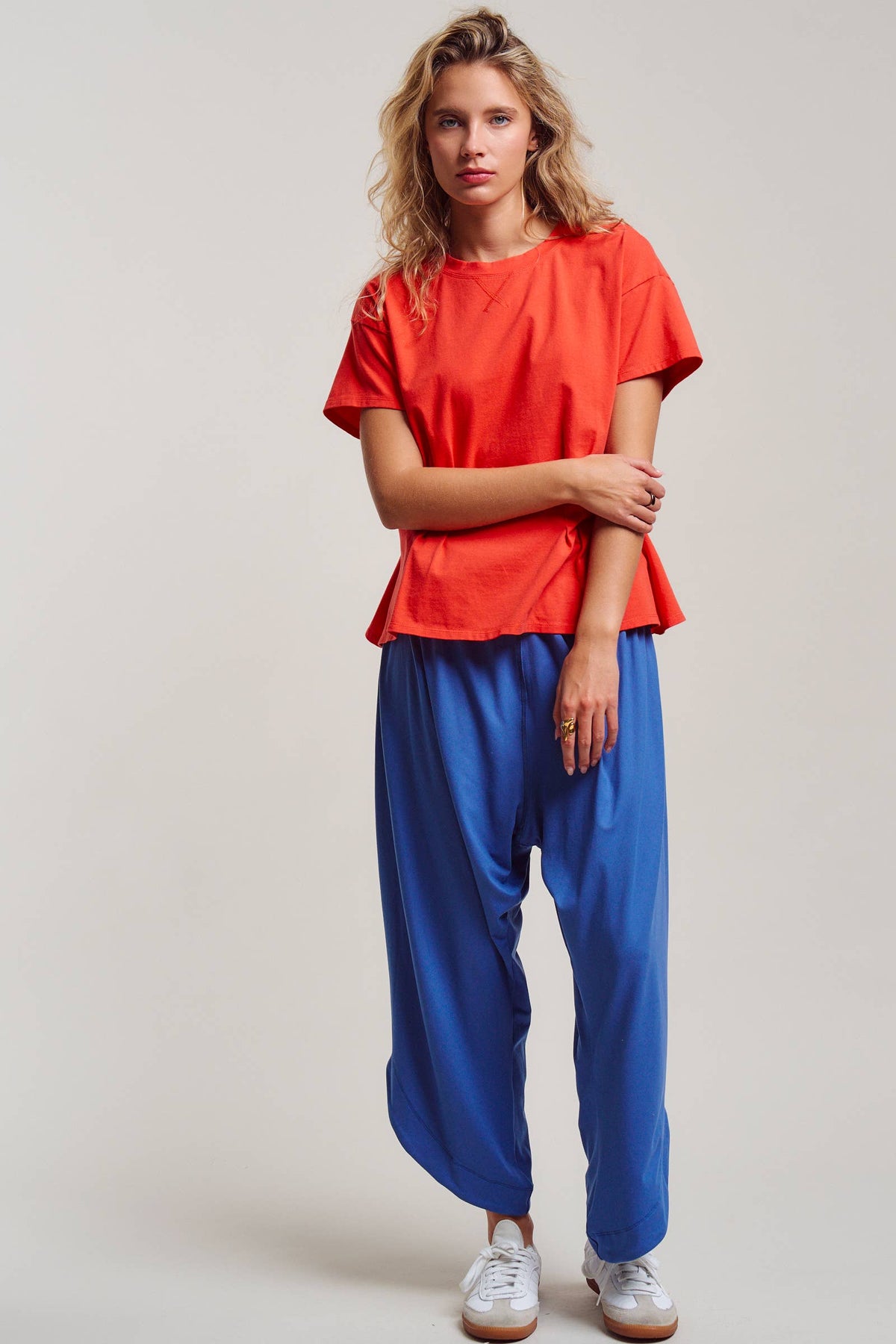 Urban Daizy - Pleated Waist Cotton Spandex Everyday Tee