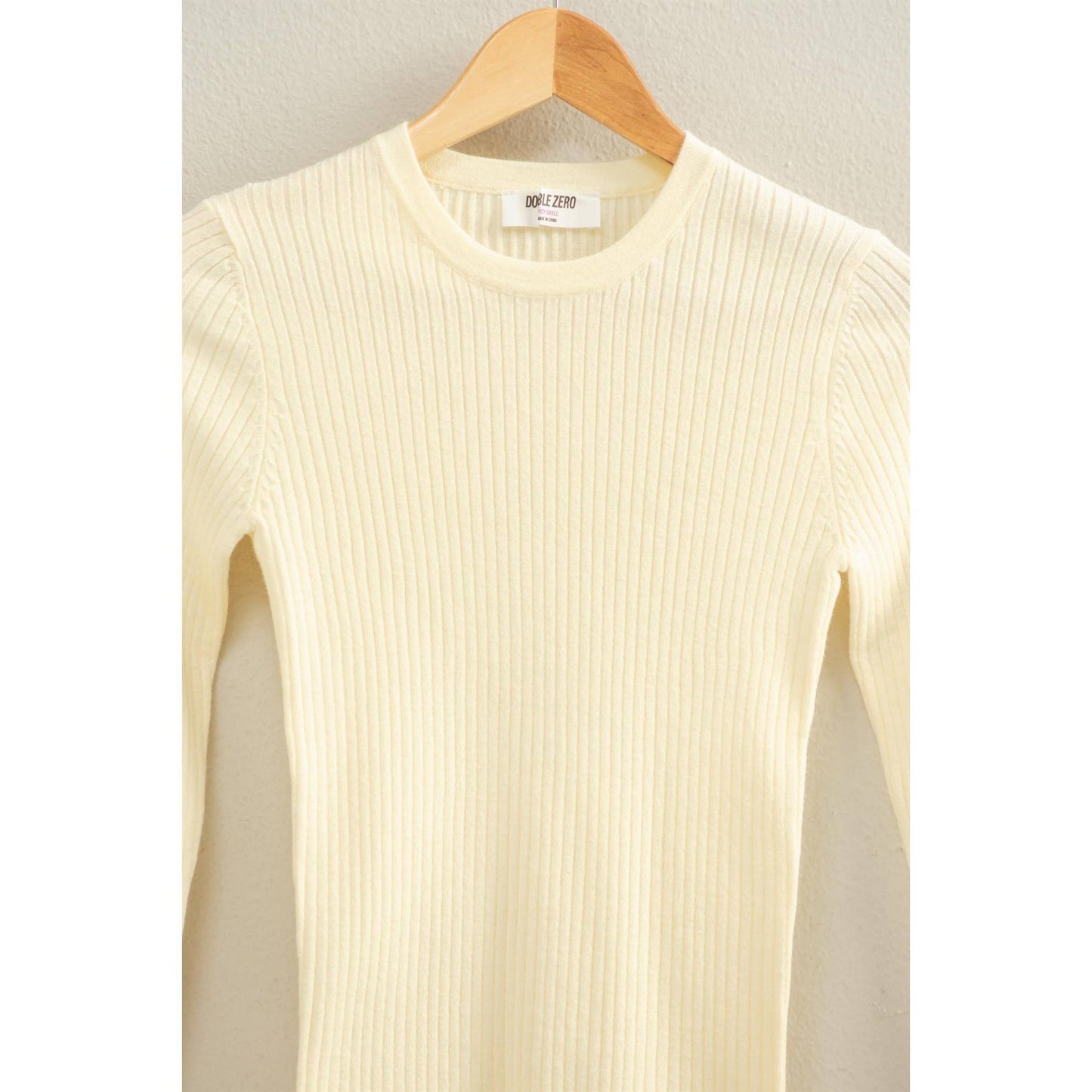 Ribbed Long Sleeve Knit Top