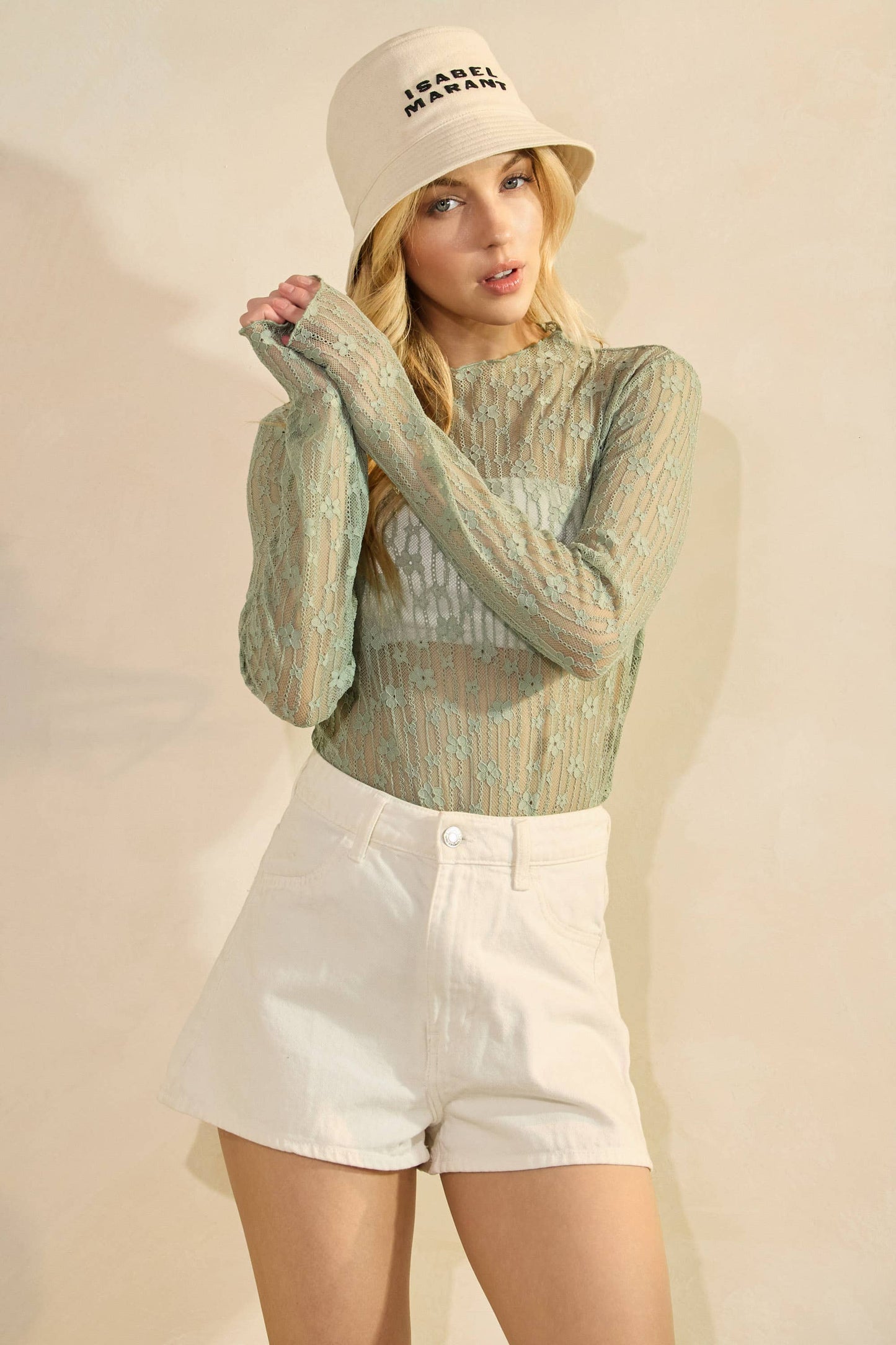 SHEER FLORAL LACE LONG SLEEVE TOP