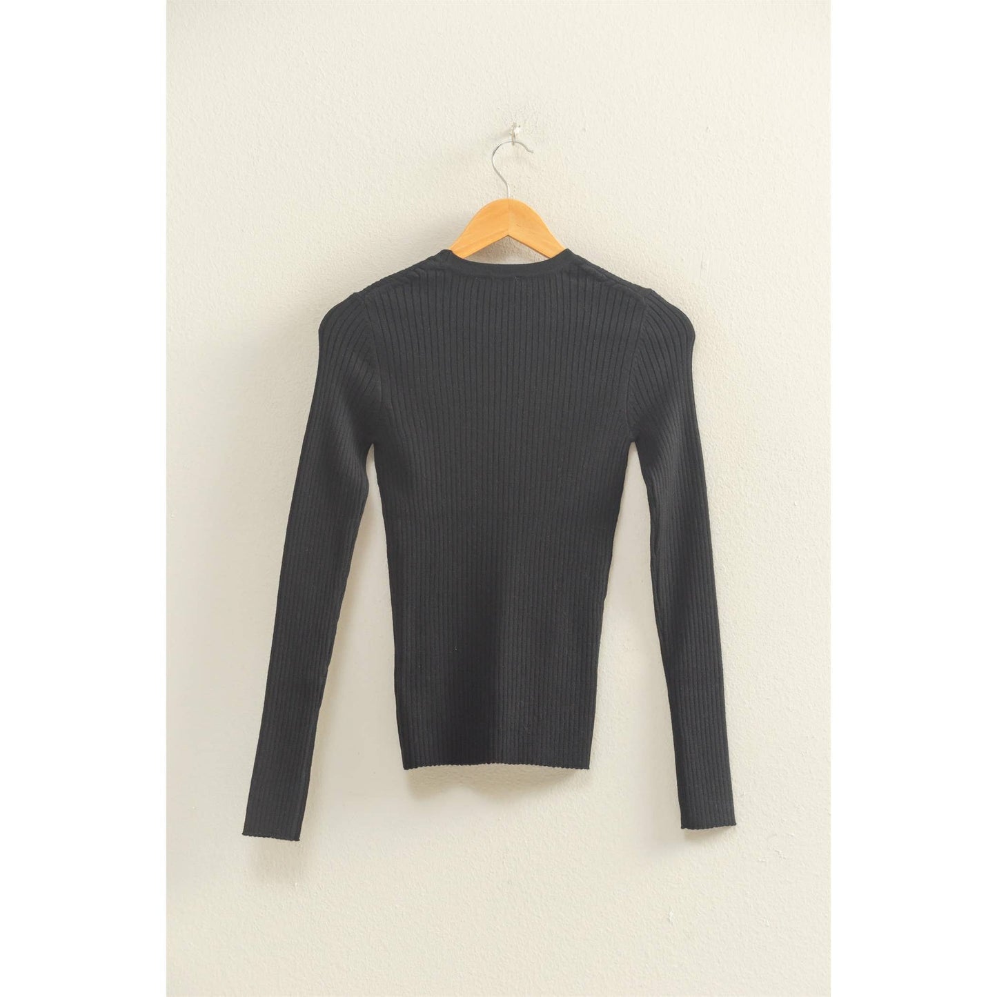 Ribbed Long Sleeve Knit Top
