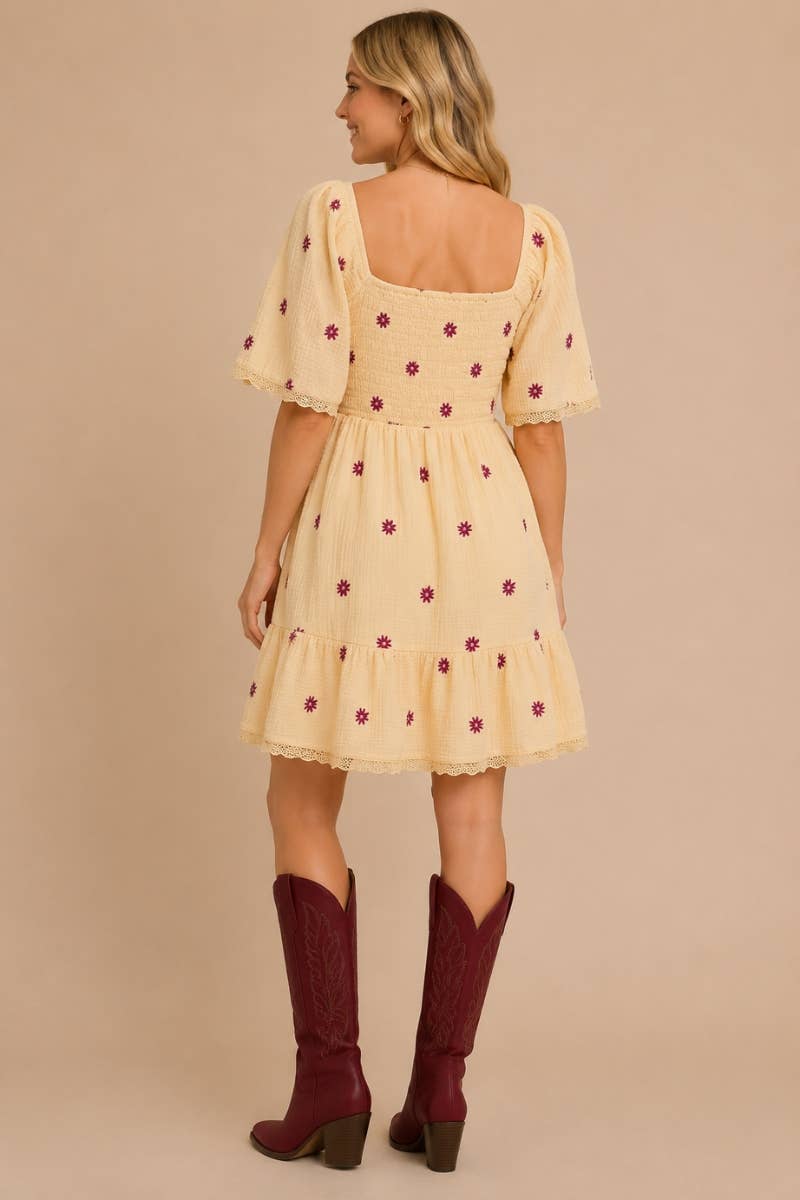 Gauze  Embroidered Dress