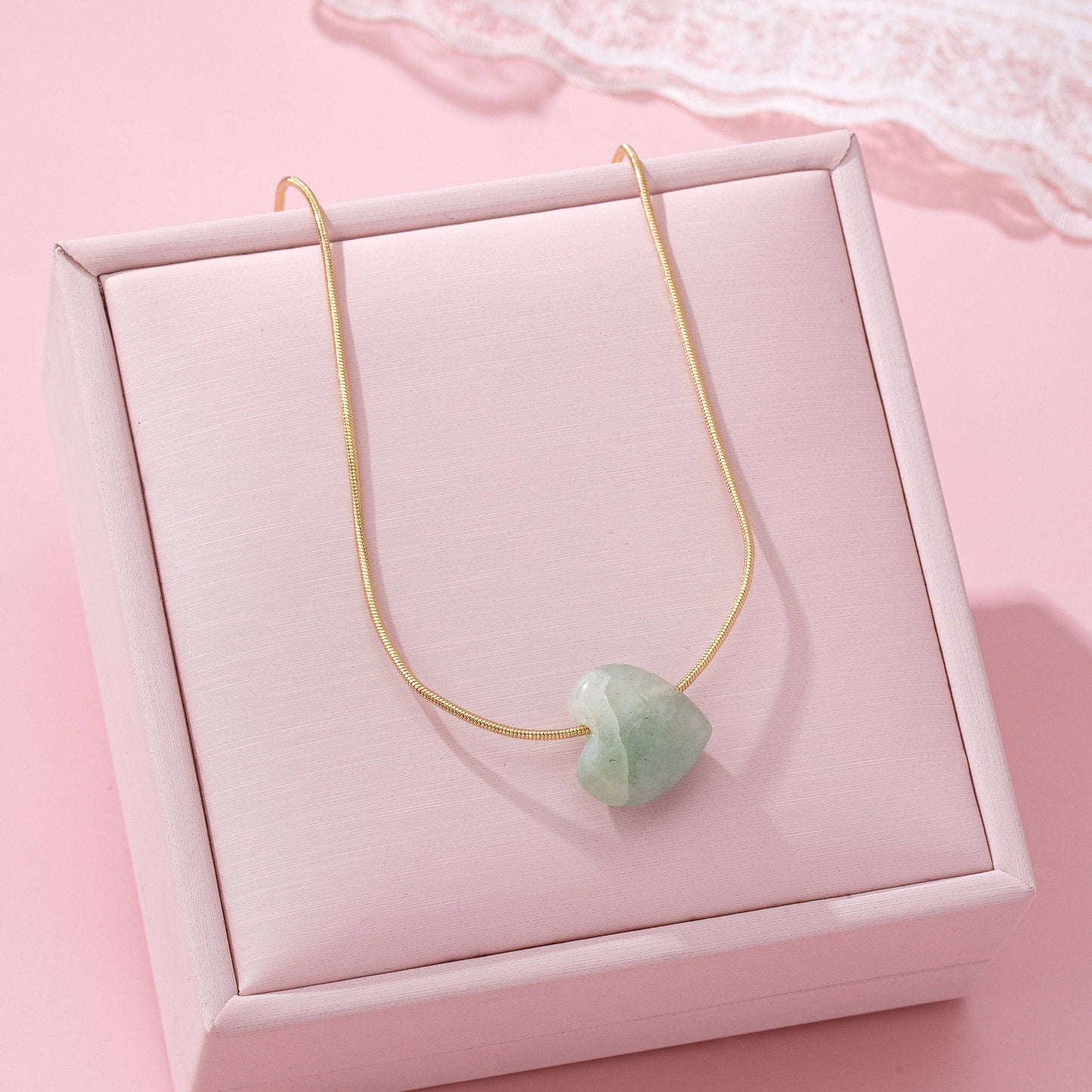 NATURAL STONE SEMI PRECIOUS HEART NECKLACE | 80N92675