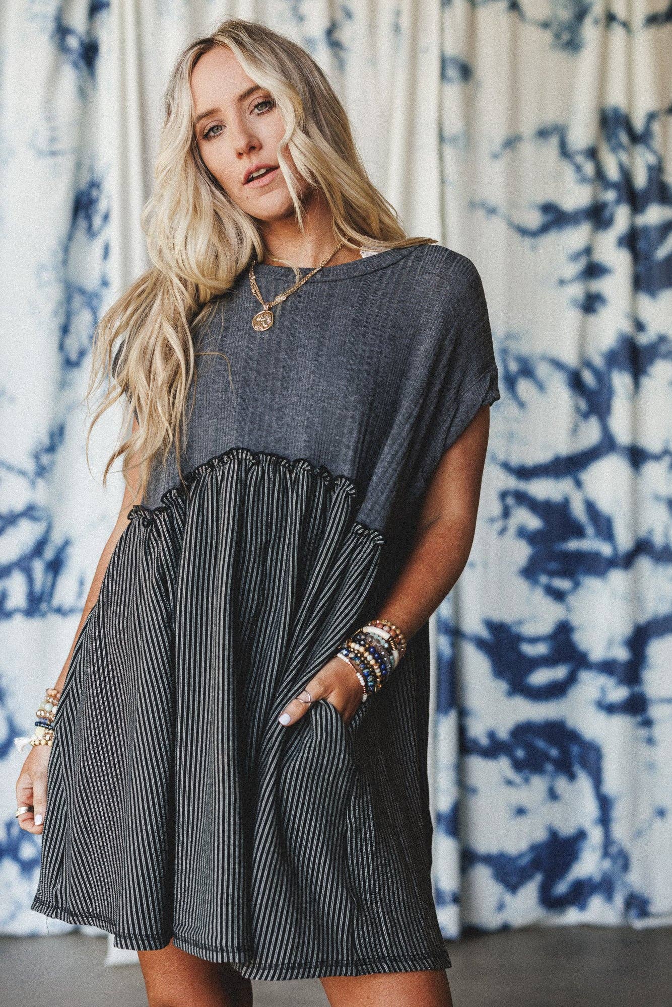 No Fuss Babydoll Dress - Charcoal Black