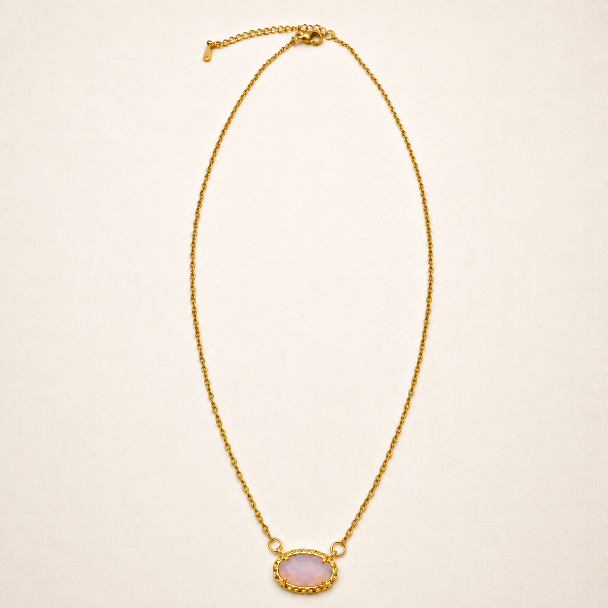 JOSSLYN by wall to wall - OVAL GEMSTONE CHARM PENDANT NECKLACE | 40NK9661
