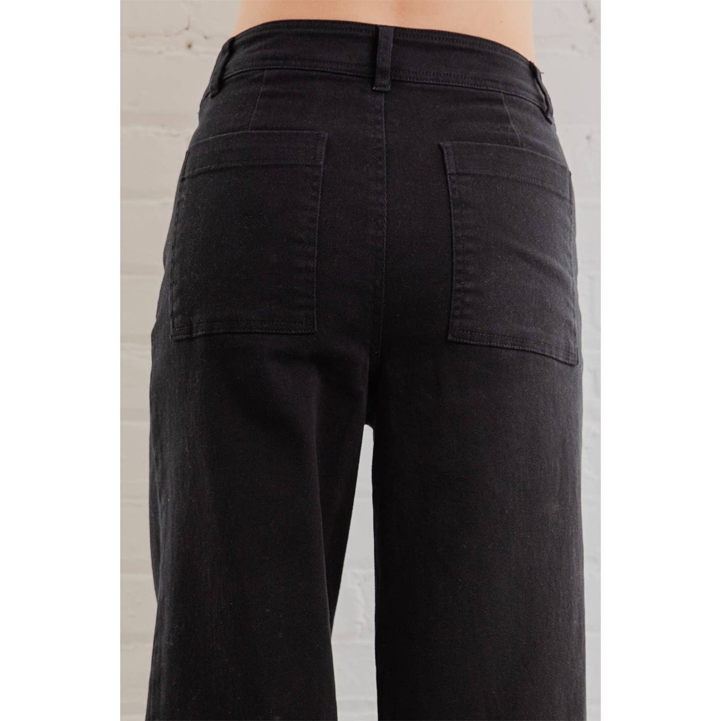 COTTON TWILL WIDE LEG ANKLE PANT