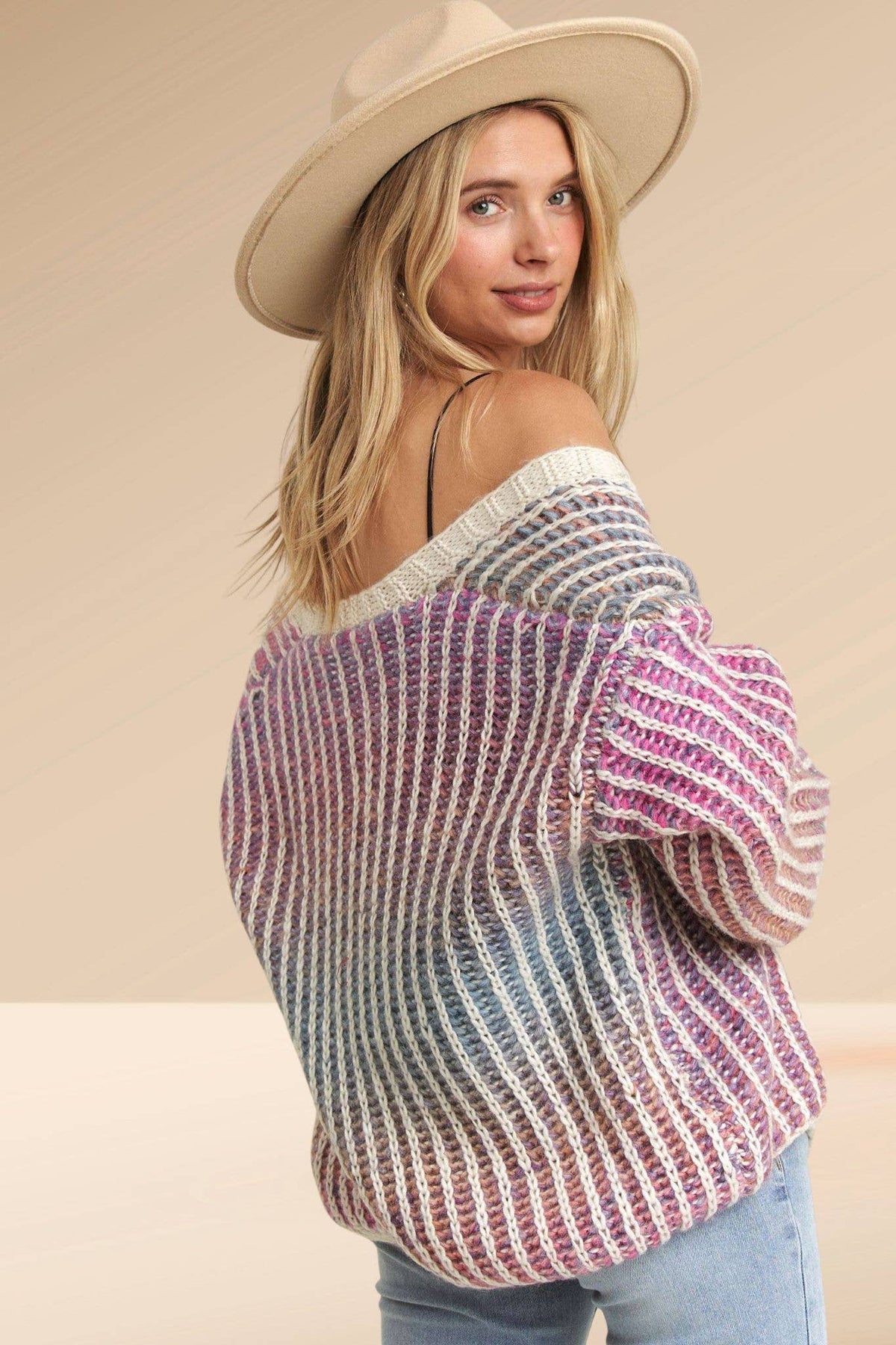 Madelyn - LESW3599- MULTI COLOR OMBRE SWEATER CARDIGAN