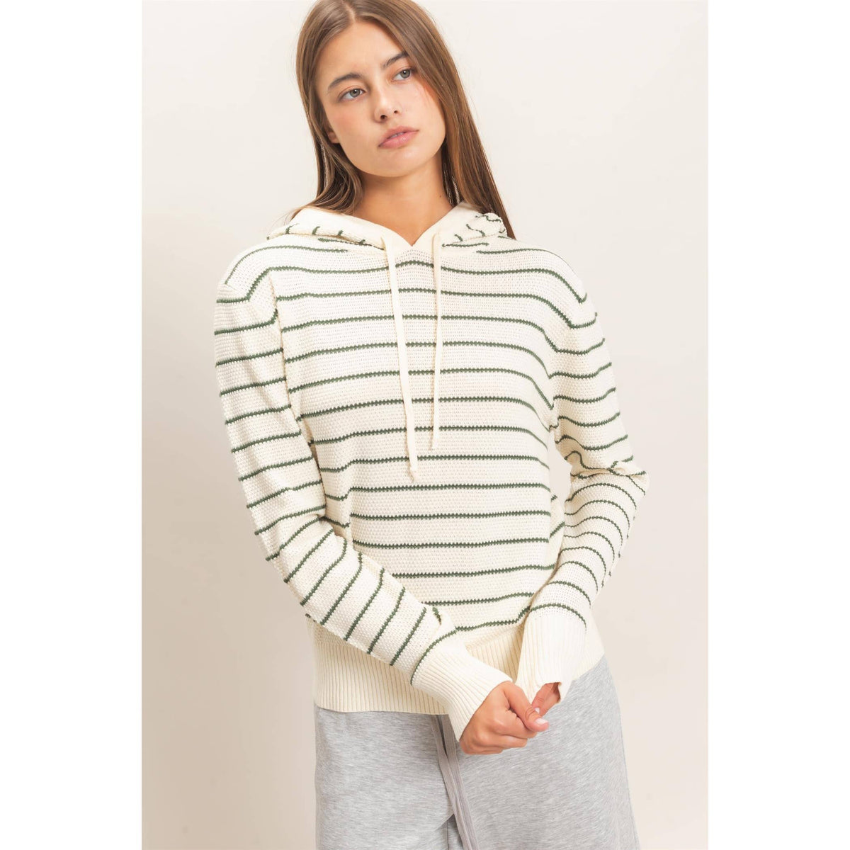 Double Zero - Striped Hooded Sweater
