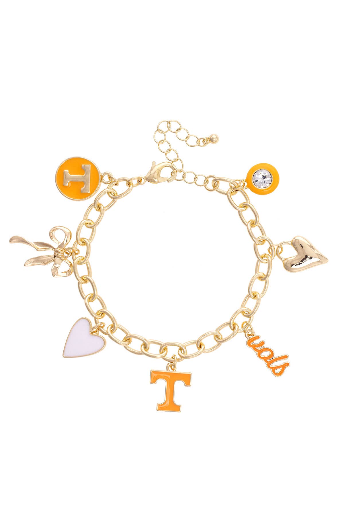 Canvas Style - Tennessee Vols Enamel Icons Charm Bracelet in Shiny Gold