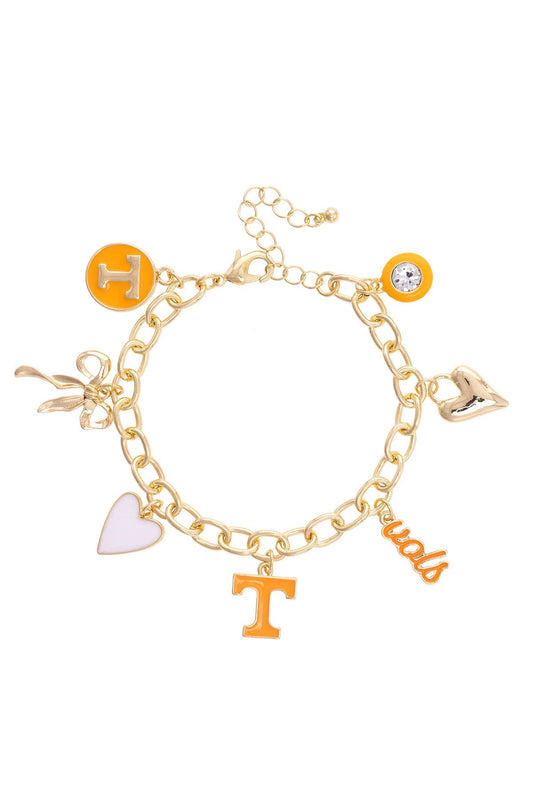 Canvas Style - Tennessee Vols Enamel Icons Charm Bracelet in Shiny Gold