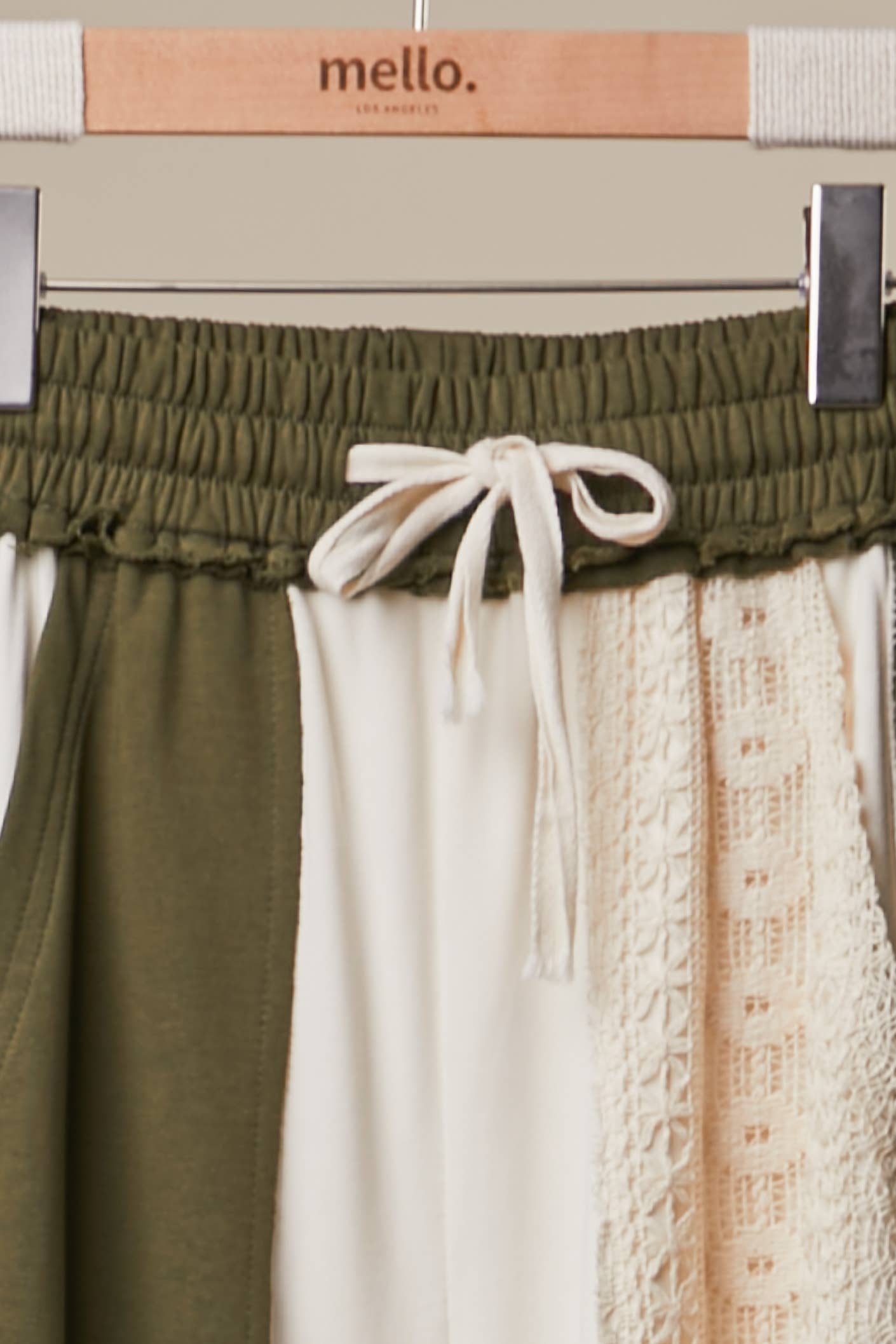 Mello. - Lace Accents Patchwork Maxi Pants
