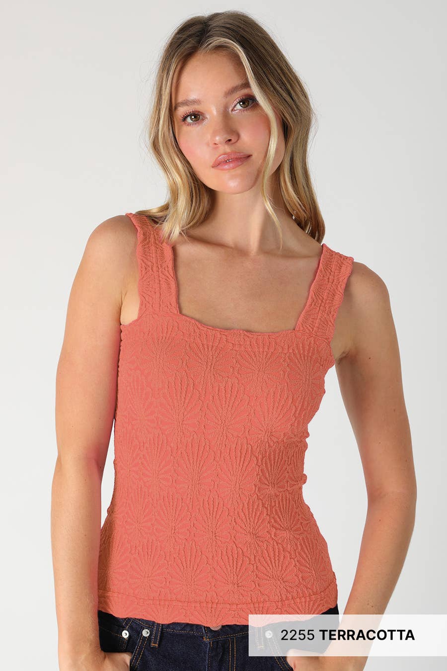 Lace textured tank