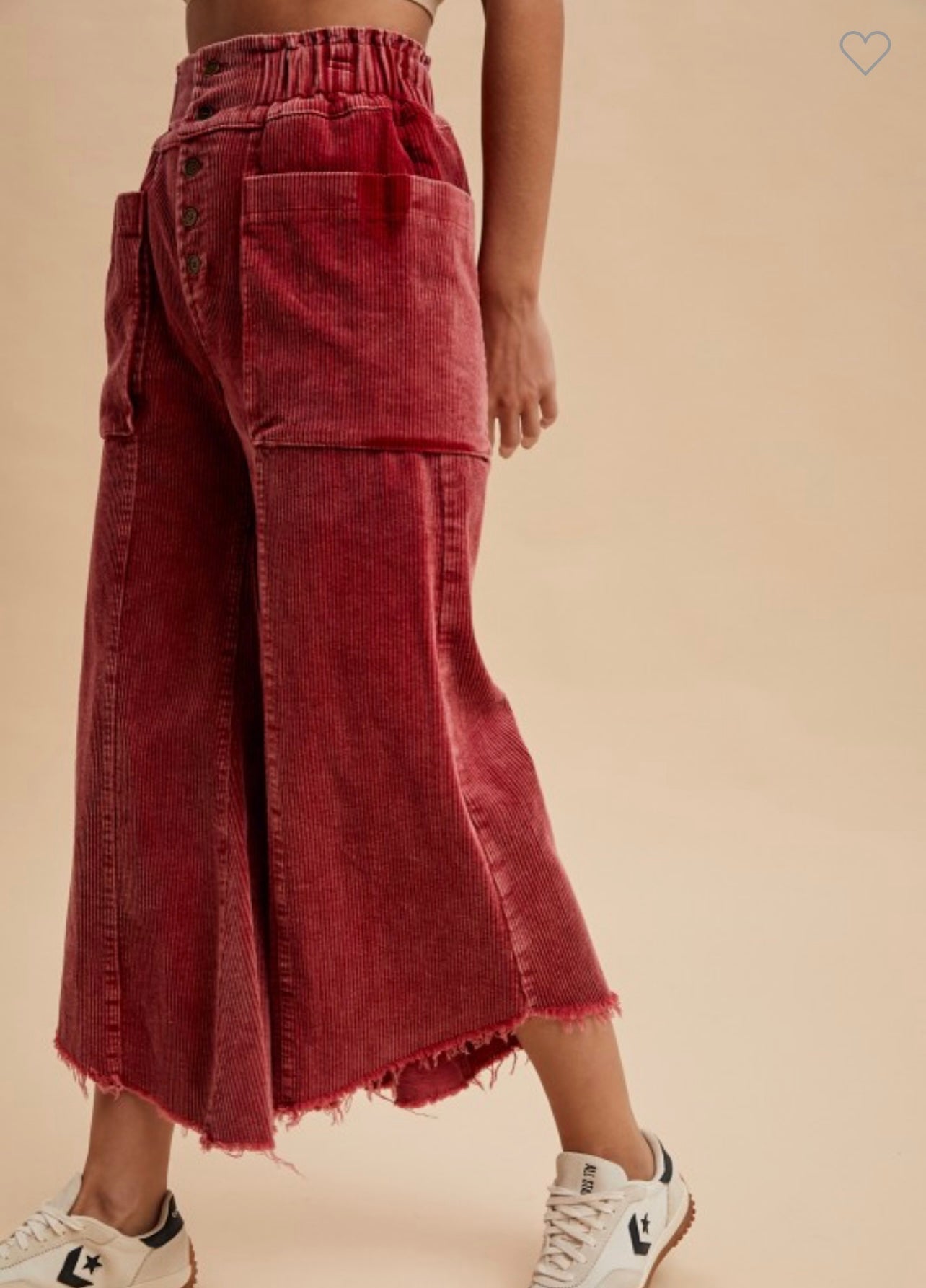 Mineral washed fray hem corduroy