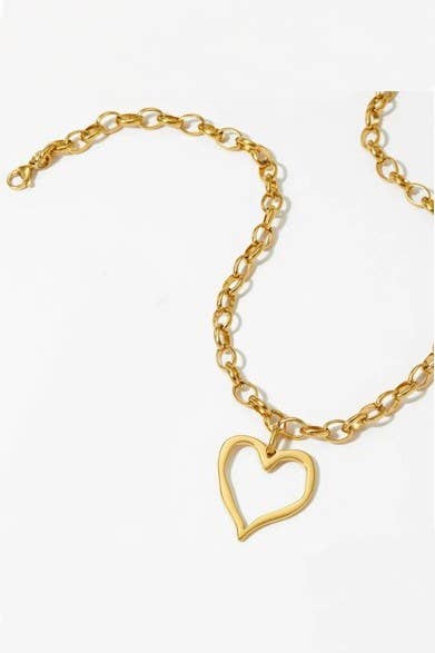 18K STAINLESS STEEL TARNISH FREE HEART NECKLACE | 40NK9564