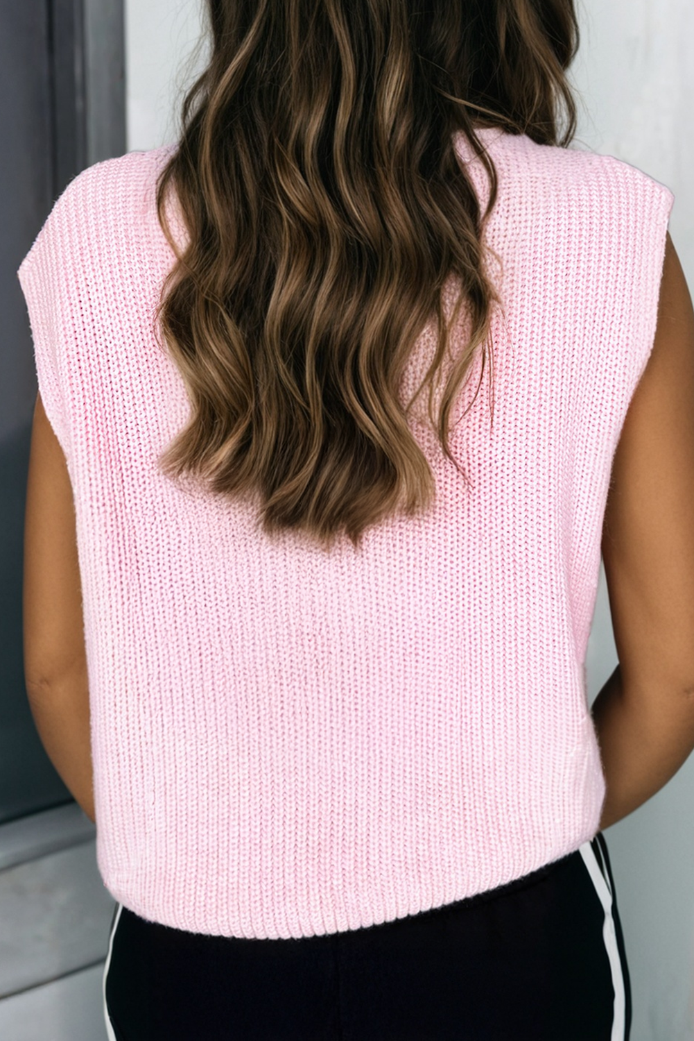 V Neck Button Front Sweater Vest