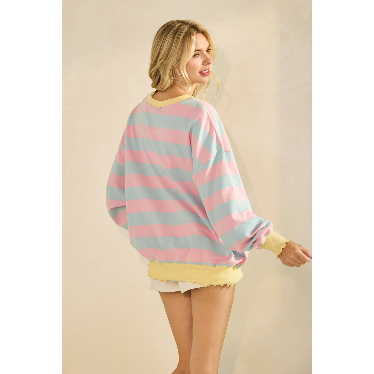 Striped Knit Long Sleeve Top
