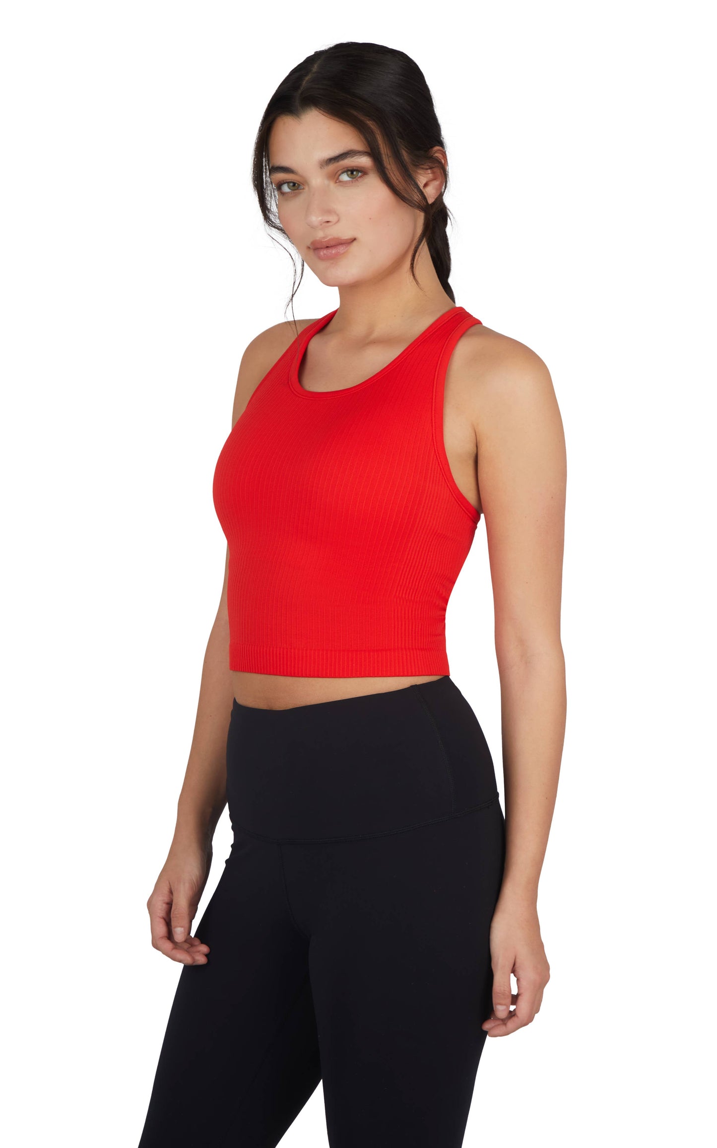 Women's Essential Rib Seamless Racerback Tank with Inner Bra