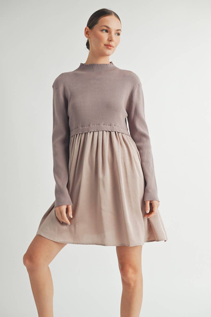 Long Sleeve Twofer Sweater Mini Dress