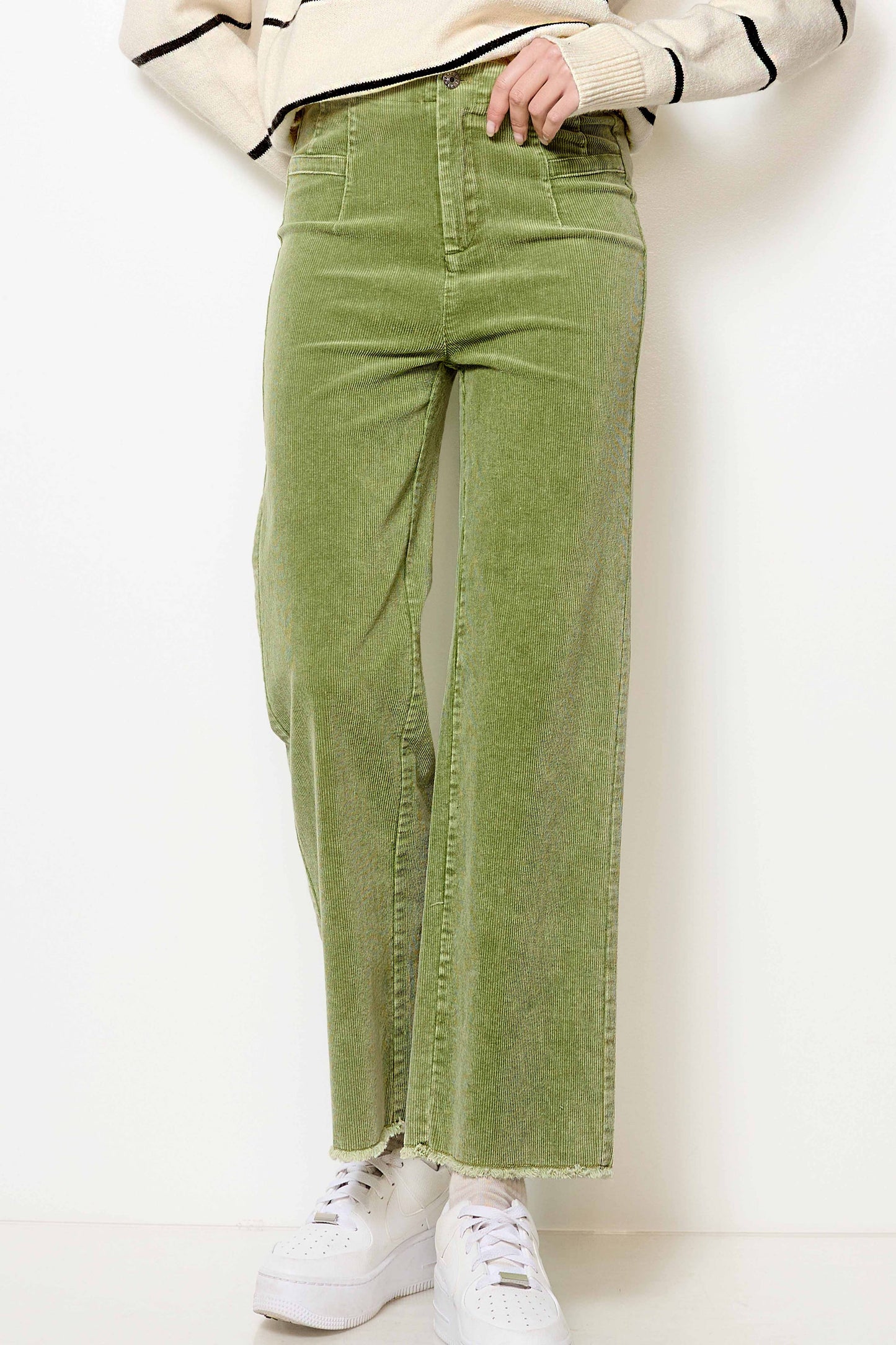 MCP4220-Mineral Washed High Waisted Wide Leg Corduroy Pants