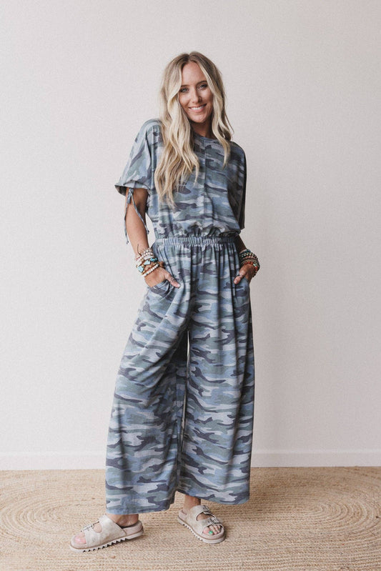 Three Bird Nest - Carolina Comfy Wide Leg Jumpsuit - Camo