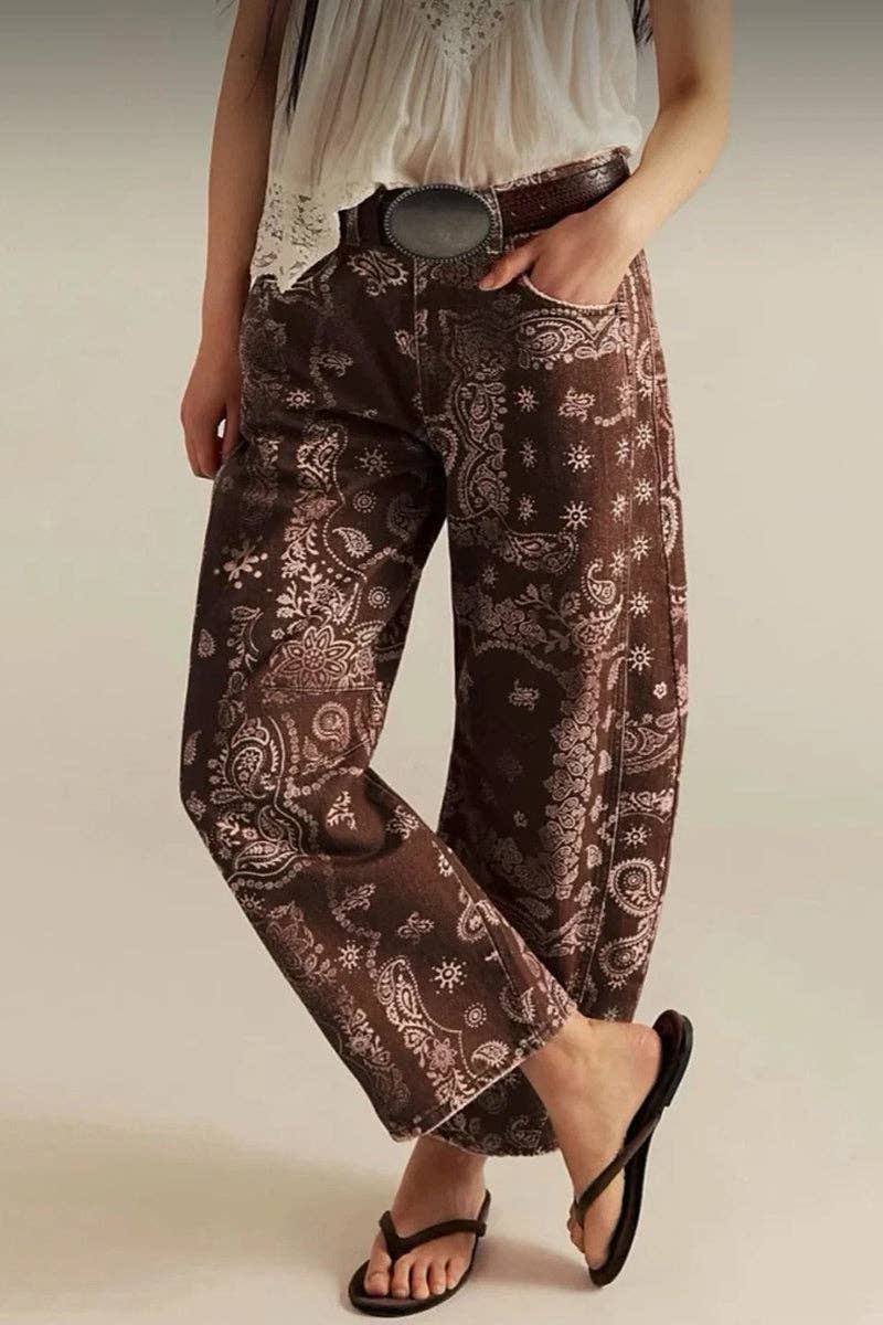 Soli Echo - Paisley Print Barrel Pants