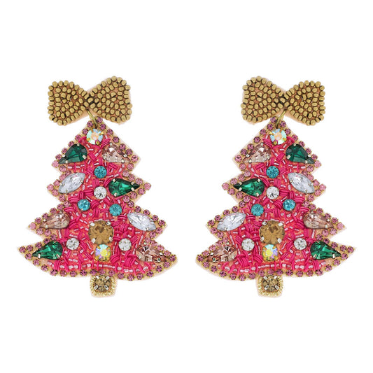 SP Sophia Collection - Jeweled Christmas Tree Beaded Embroidery Earrings