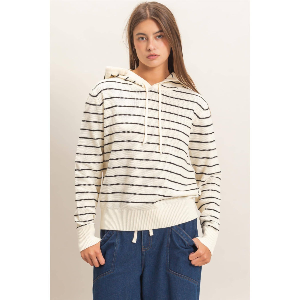 Double Zero - Striped Hooded Sweater