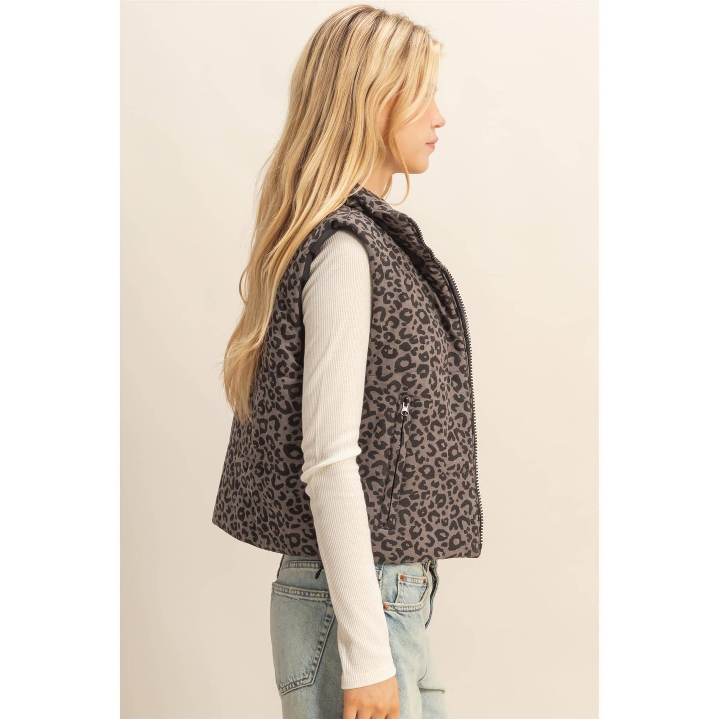 Leopard Print Puffer Vest