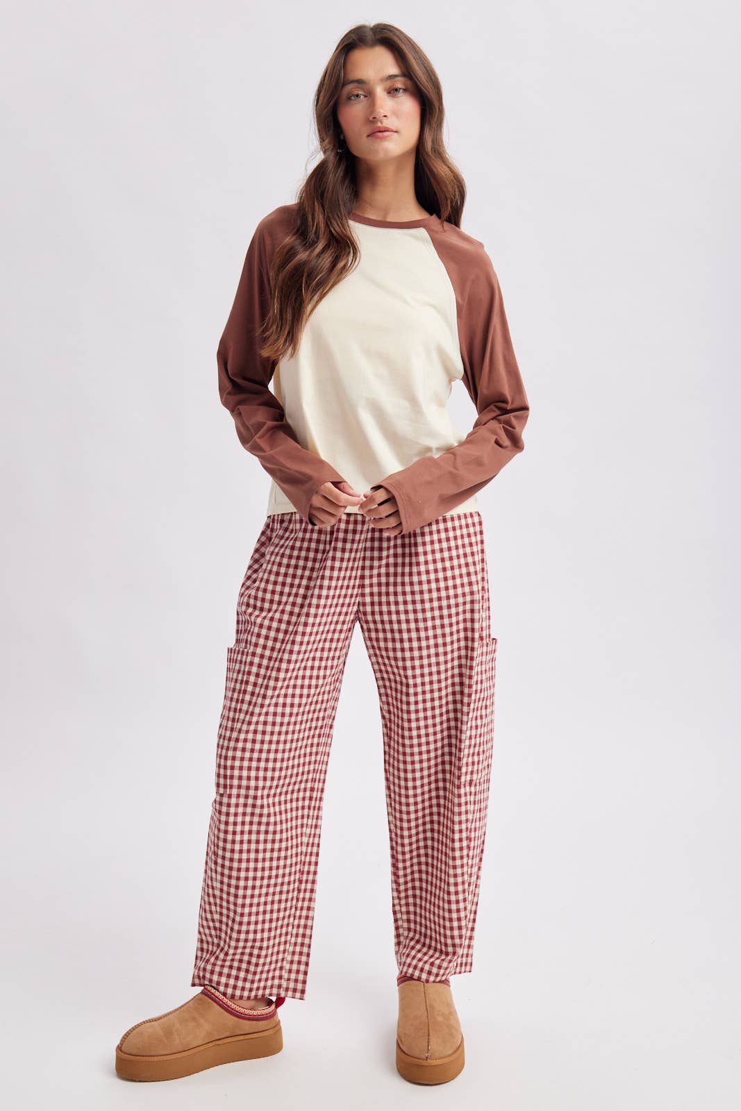 PLAID PATCH POCKET PANTS