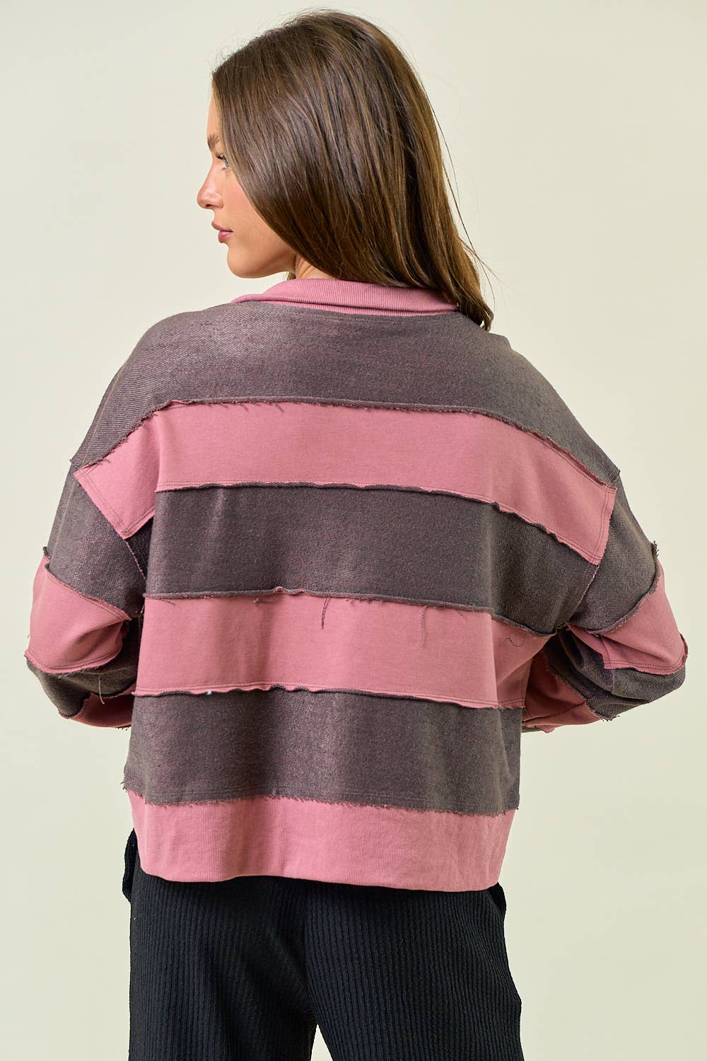 FRENCH TERRY OVER SIZED COLOR BLOCK TOP - 45158T