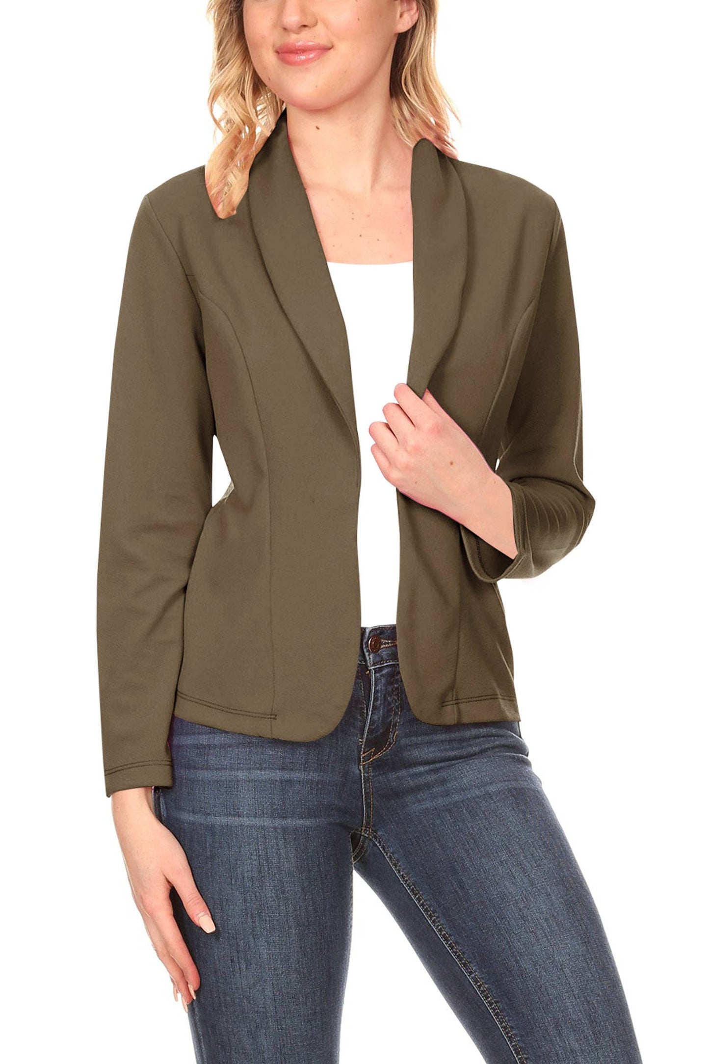 Women's Casual Solid Fitted Long Sleeve Blazer Jacket