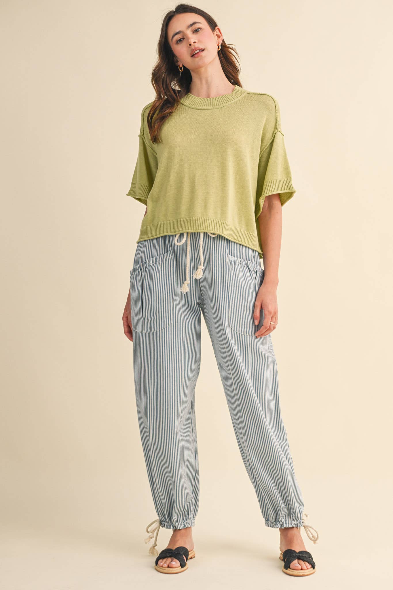 pineapple color short sleeve sweater